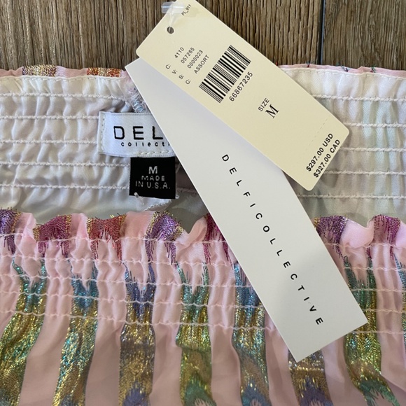 Delfi Collective - Off-The-Shoulder Multi-color Silk Blouse - Size M - NWT - Picture 3 of 5